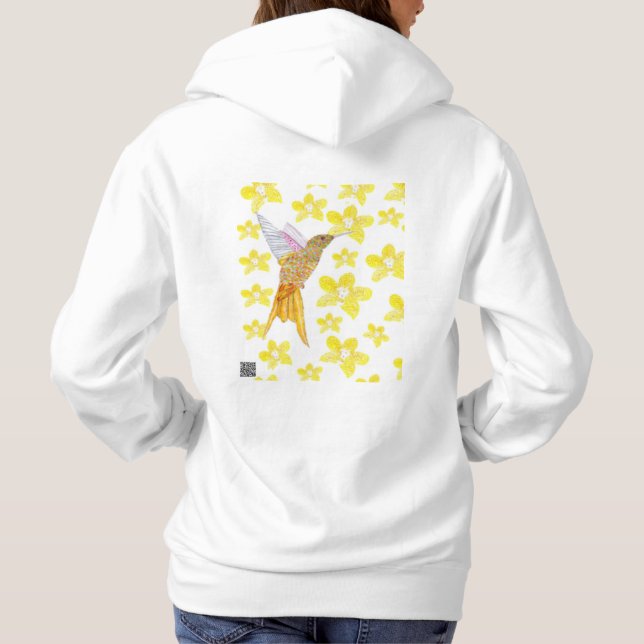 Pull À Capuche Colibri floral jaune (Dos)