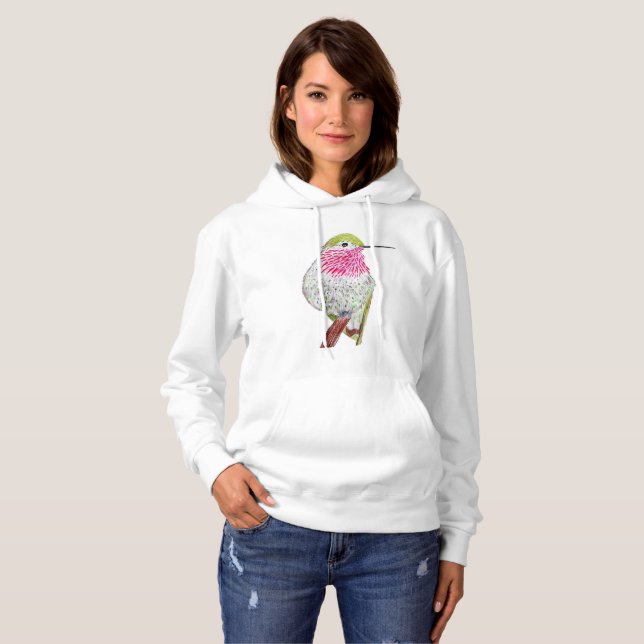 Pull À Capuche Colibri Rose  (Devant entier)