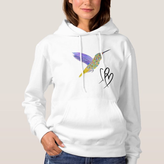 Pull À Capuche Colibris Colorés (Devant)