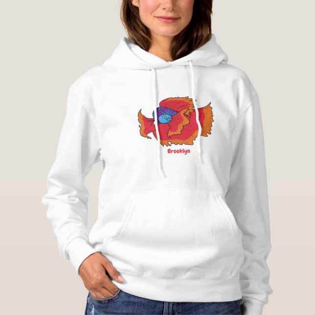 Pull À Capuche Combattant siamois betta de dessin animé mignon  (Devant)