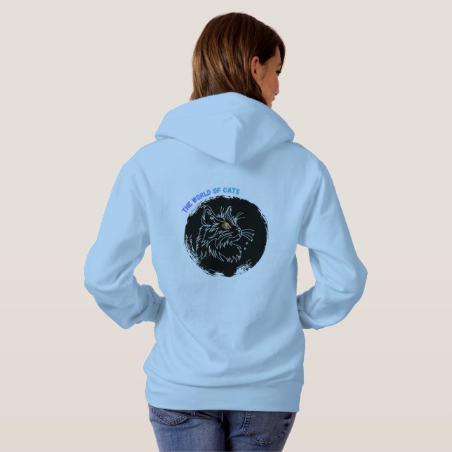 Pull À Capuche Conception d'amour de chat coupé (Dos entier)