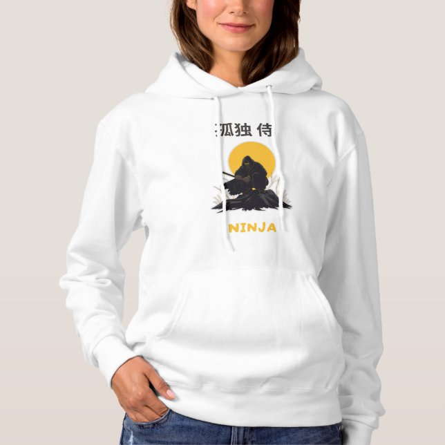 Pull À Capuche Conception d'art de ninja samouraï solitaire (Devant)