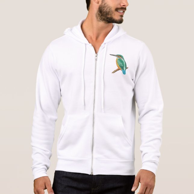 Pull À Capuche Conception de broderie d'oiseau martin-pêcheur col (Devant)
