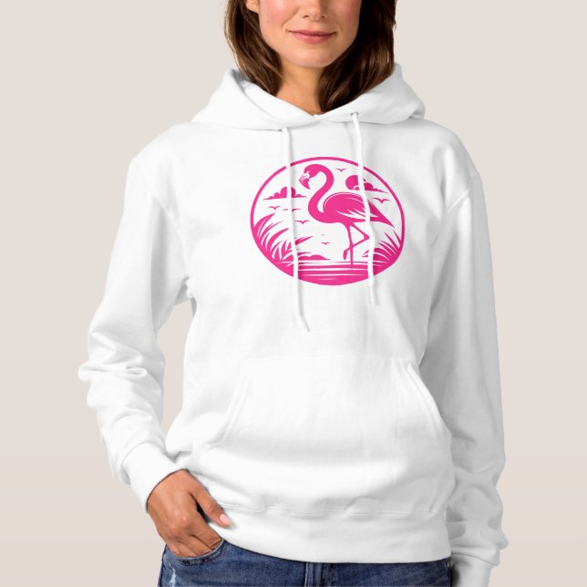Pull À Capuche Conception de cercle d'été flamant rose-68730 (Devant)