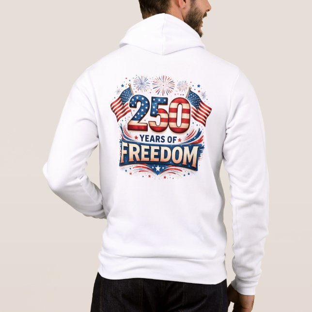 Pull À Capuche Conception de drapeau américain USA 250 ans de lib (Dos)