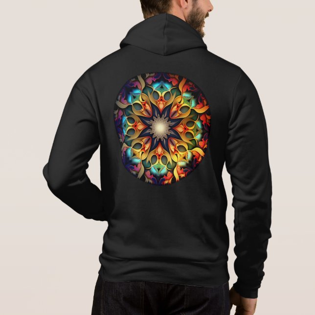 Pull À Capuche Conception de fleur de mandala kaléidoscope-23091 (Dos)