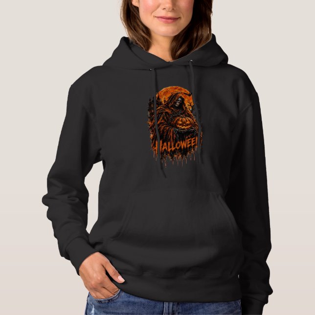 Pull À Capuche Conception de Halloween de la Faucheuse Citrouille (Devant)