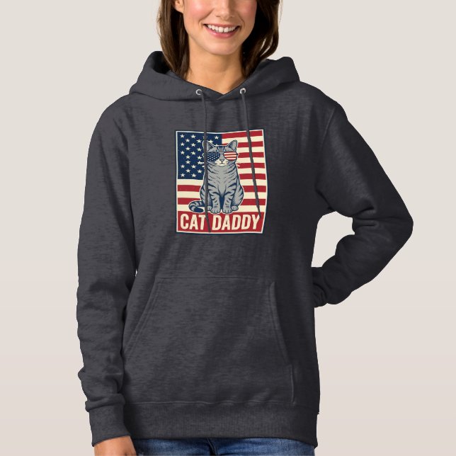 Pull À Capuche Conception de vecteur de chat patriotique Cat Dadd (Devant)