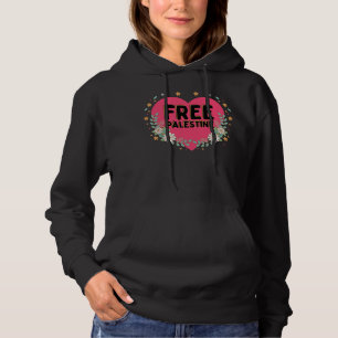 Pull À Capuche conception graphique du coeur rose de la Palestine