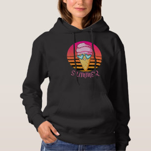Pull À Capuche Cône crème glacée été coucher de soleil avec lunet