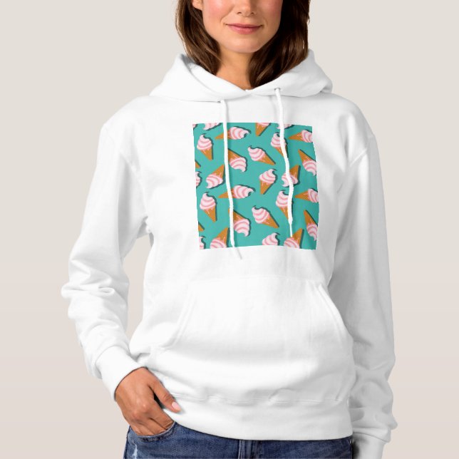 Pull À Capuche Congés gaufres crème glacée et motif de yaourt con (Devant)