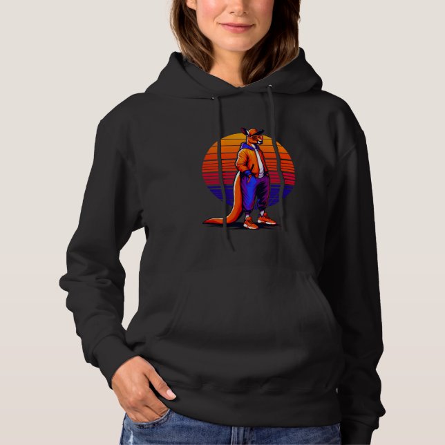 Pull À Capuche Cool Kangaroo Style urbain moderne Sunset Art rétr (Devant)