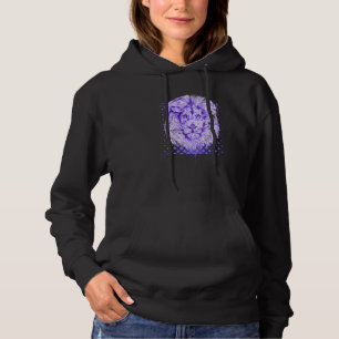 Pull À Capuche Cool Lion Head Royal Purple Halftone Retro