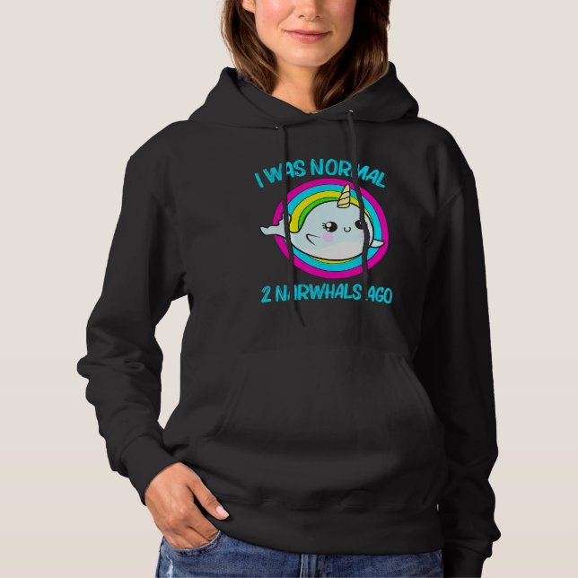 Pull À Capuche Cool Narwhal Pour Hommes Femmes Arc En Ciel Tusk M (Devant)
