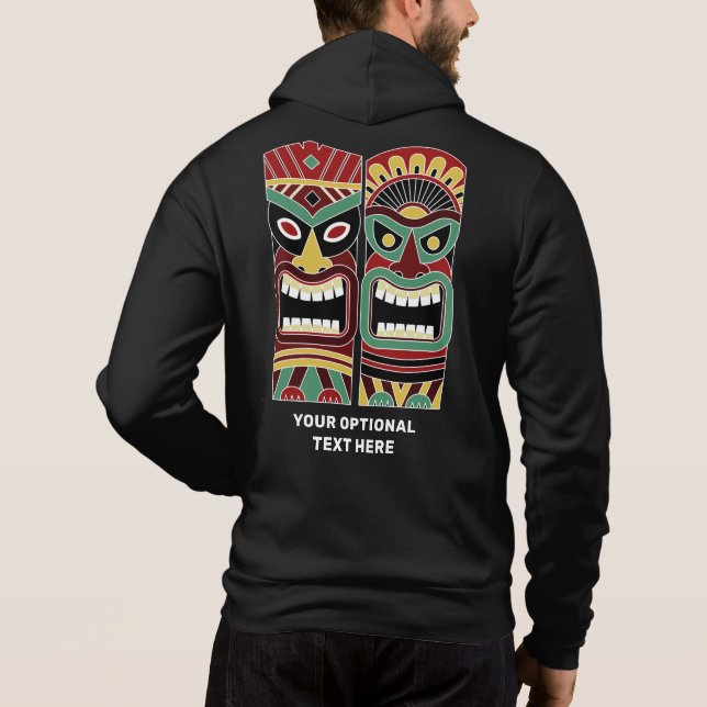 Pull À Capuche Cool Tiki Totems nom et texte personnalisés (Dos)