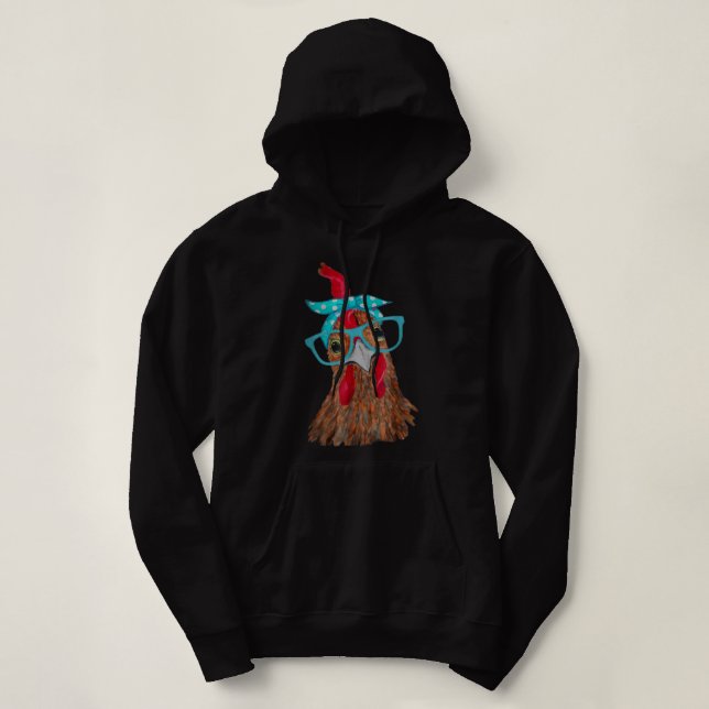 Pull À Capuche Coolest Cluckin Papa Ever, Retro Rooster Papa Chic (Design devant)