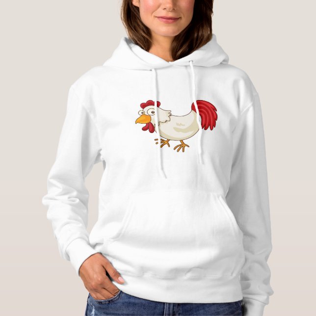 Pull À Capuche Coq de dessin animé poule blanche (Devant)