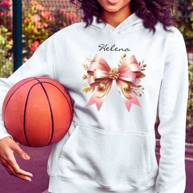 Pull À Capuche Coquette Aesthétique Pink Bow Nom personnalisé Swe (Créateur téléchargé)