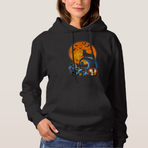 Pull À Capuche Corgi Chien Silhouette Lune Citrouille Chat Hallow