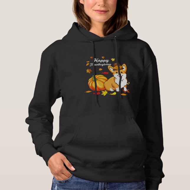 Pull À Capuche Corgi Thanksgiving Pour Chien 550 (Devant)