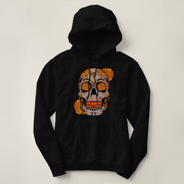 Pull À Capuche Costume d'Halloween Lazy Crâne sucre Cool mexicain (Design devant)