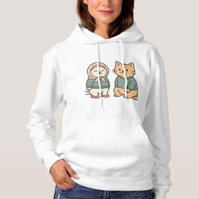 Pull À Capuche "Couple de chat en caricature adorable dans des te (Devant)