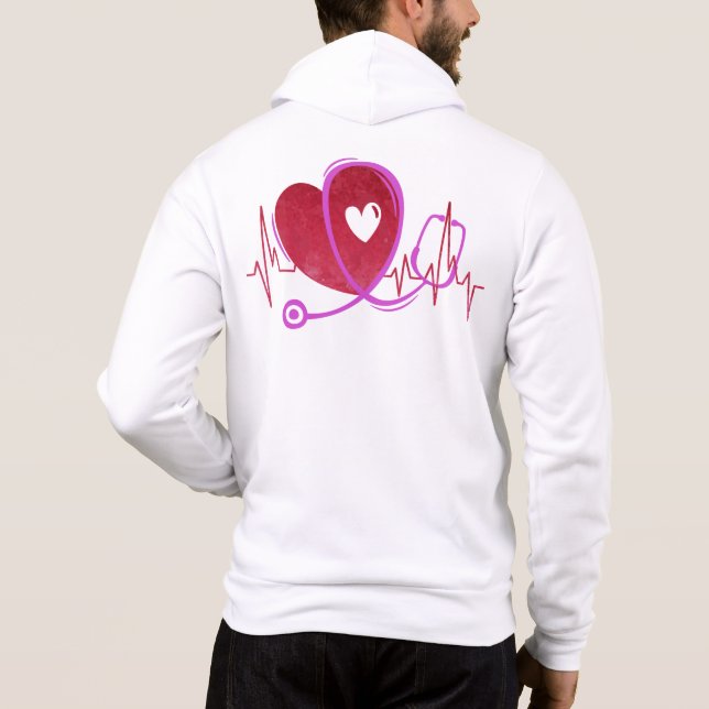 Pull À Capuche Courbe cardiaque avec stéthoscope Médicale 3 (Dos)