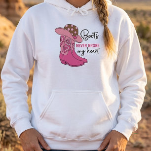 Pull À Capuche Cowgirl Bottes Roses Country Western Amoureux des
