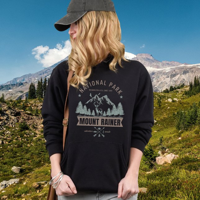 Pull À Capuche Cozy Mountain Landscape Deer – Mount Rainer (Créateur téléchargé)