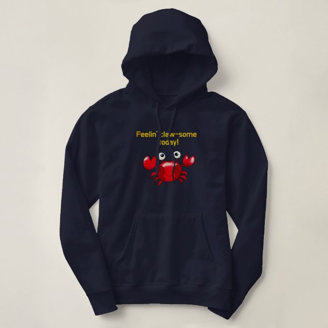 Pull À Capuche Crabe mignon et amusant pour les amoureux des océa (Design devant)