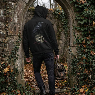 Pull À Capuche Crâne de corbeau gothique et fiole de poison Fanta