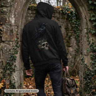Pull À Capuche Crâne de corbeau gothique et fiole de poison Fanta