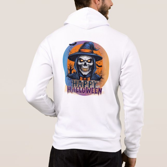 Pull À Capuche Crâne effrayant sorcière Halloween Art-88888 (Dos)