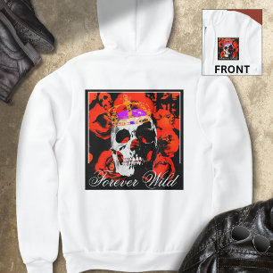 Pull À Capuche Crâne gothique personnalisé Roses rouges