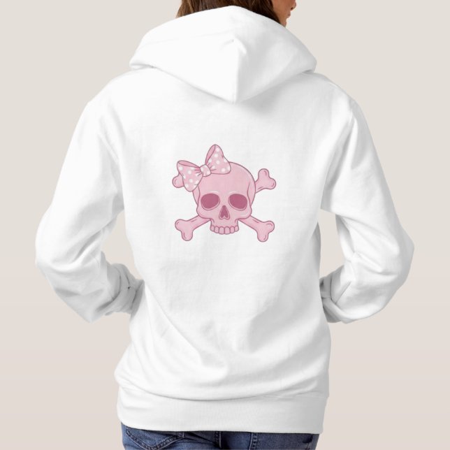 Pull À Capuche Crâne Rose Pastel Mignon avec Nœud et Os de Pirate (Dos)