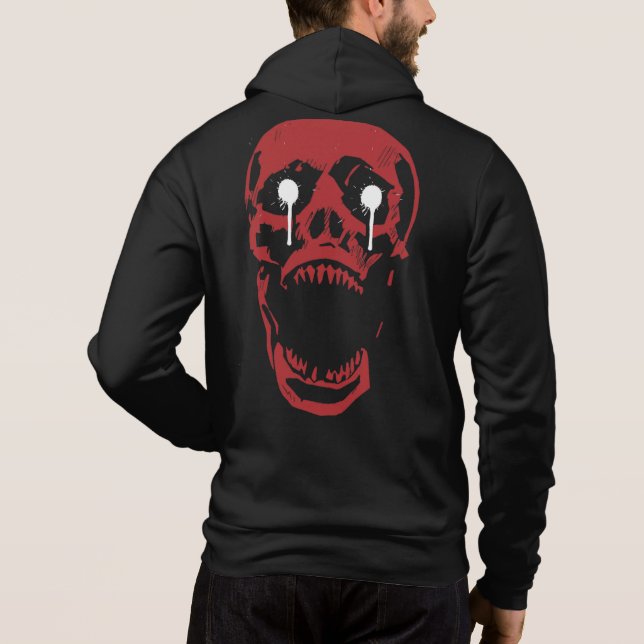 Pull À Capuche Crâne Rouge Ruisselant : Tranchant Gothique (Dos)