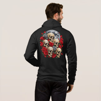 Pull À Capuche Crânes gothiques et roses rouges Sweat-shirt homme