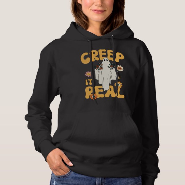 Pull À Capuche Creep It Real Ghost Halloween Costume Floral Groov (Devant)