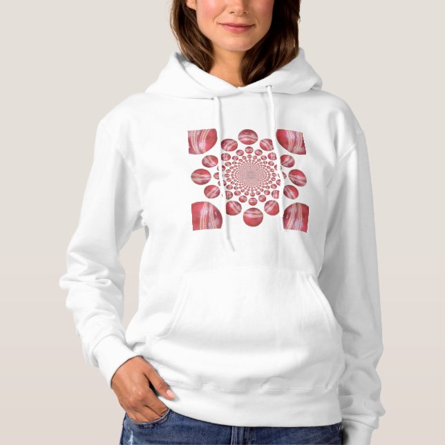 Pull À Capuche Crimson Vortex : Belle Balle de Cricket Rouge (Devant)