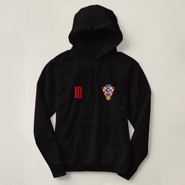Pull À Capuche Croatie Jersey Numéro dix Croate Futebol Soccer (Design devant)