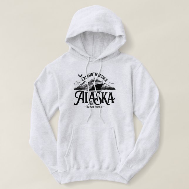 Pull À Capuche Croisière famille Alaska 2025 Rose (Design devant)