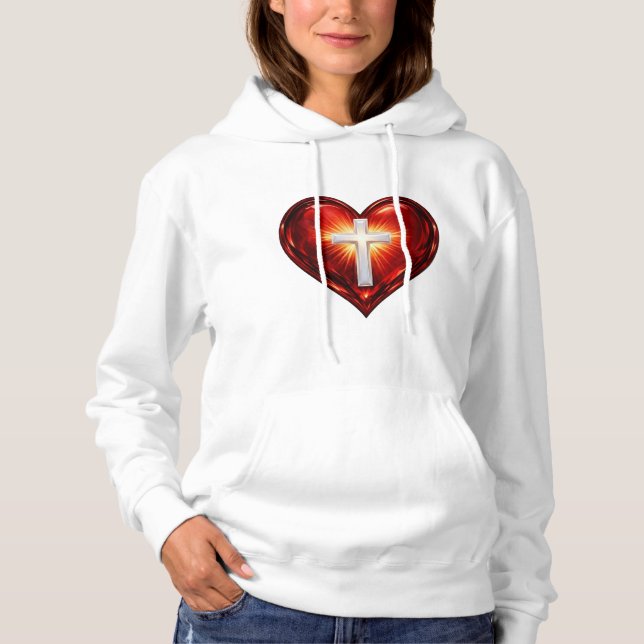 Pull À Capuche Croix et Cœur (Devant)