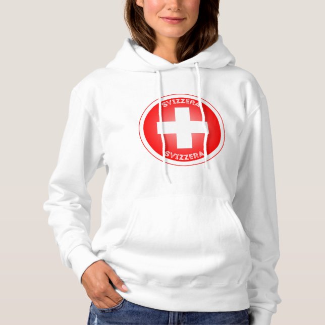 Pull À Capuche Croix suisse Svizzera Forme de cercle (Devant)