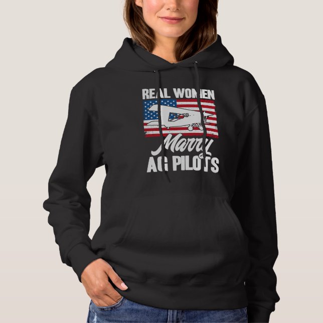 Pull À Capuche Crop Duster American Flag Real Women Marry AG Pilo (Devant)