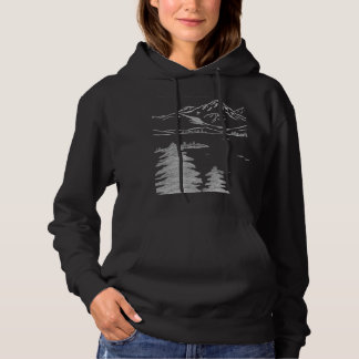 Pull À Capuche Croquis à main levée de montagnes minimales Evergr