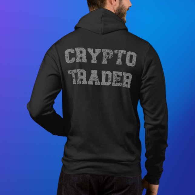 Pull À Capuche Crypto Trader Grunge noir gris zip (Créateur téléchargé)