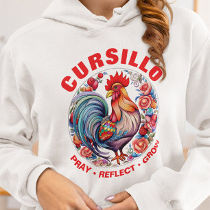 Pull À Capuche Cursillo Coq Coloré Priez Réfléchissez Grandissez