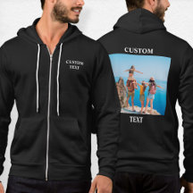 Custom Logo Zipped Hoodie, Your Own Text Photo Zip