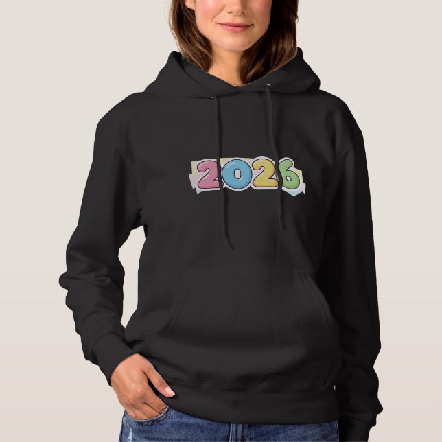 Pull À Capuche Cute Bubble 2026 Typographie – Pastel Gloss Candy  (Devant)