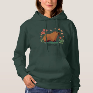 Pull À Capuche Cute Capybara et Fleurs
